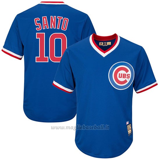 Maglia Baseball Uomo Chicago Cubs 10 Menscubs Ron Santo Cooperstown Collezione Cool Base